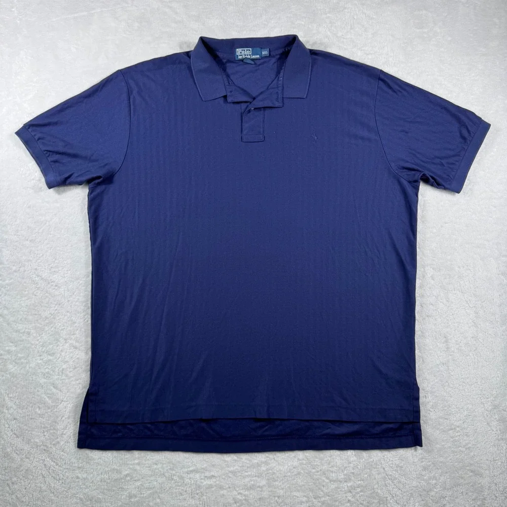 Polo Ralph Lauren Men's XXL Navy Blue Pima Cotton Herringbone Short Sleeve Polo